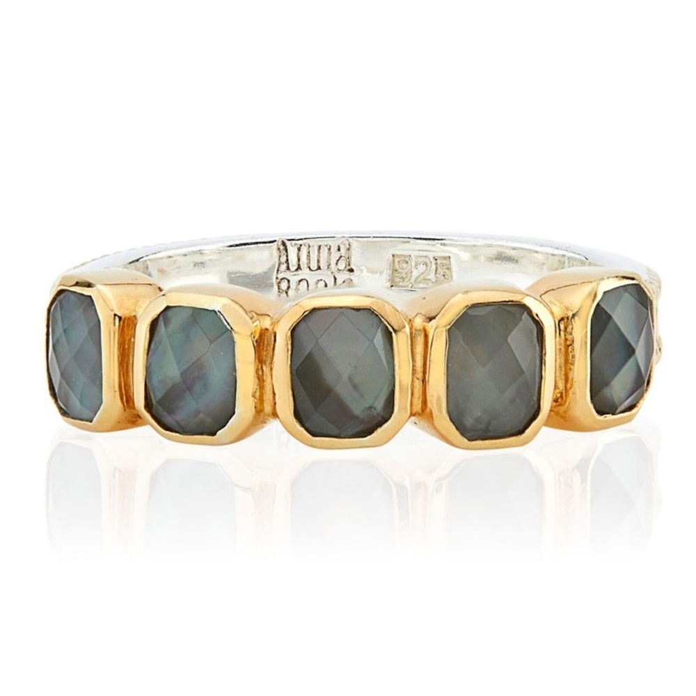 Anna Beck Grey Quartz Multi Stone Ring size 6
